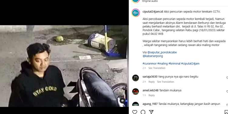 Viral! Wajah Pencuri Motor NMax Gagal di Pondok Cabe Terekam CCTV, Netizen: Tandai Mukanya