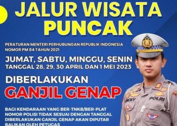 Ganjil Genap di Jalur Puncak Bogor Berlaku Mulai Jumat sampai Senin