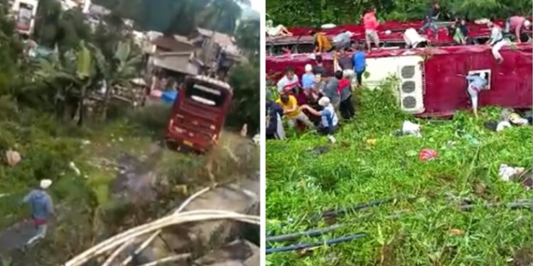 Satu Orang Tewas dan 35 Luka Ringan dalam Kecelakaan Bus Terjun ke Jurang di Guci Tegal