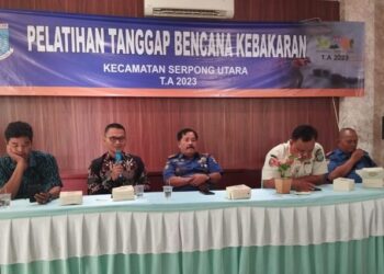 Damkar Serpong Utara Gelar Simulasi Tanggap Bencana Kebakaran