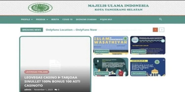 Situs Web MUI Tangsel Sempat Diretas Jadi Promosi Konten Judi dan Pornografi