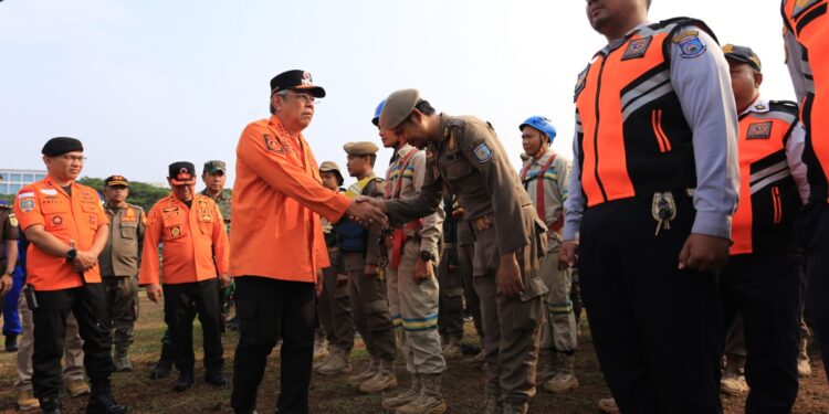 Pastikan Kesiapan Pasukan, Benyamin Pimpin Apel Kesiapsiagaan Bencana