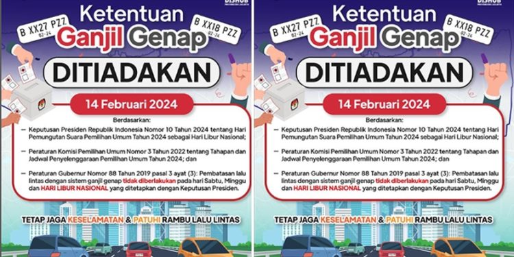Libur Pemilu, Aturan Ganjil Genap di Jakarta Ditiadakan