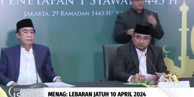 Umumkan Hasil Sidang Isbat, Menag: Lebaran Jatuh 10 April 2024