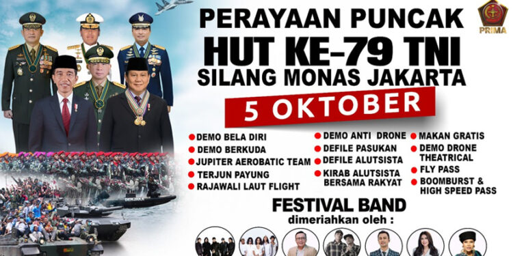 Puncak HUT TNI Digelar di Monas Besok, Banyak Aktraksi, Artis dan Ada Makan Gratis