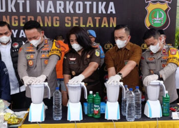 Polres Tangsel Gelar Pemusnahan Barbuk Narkotika Senilai Rp77 Miliar