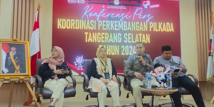 Gelar Konferensi Pers, KPU Tangsel Sampaikan Perkembangan Pilkada Serentak Tahun 2024