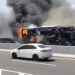 Bus PO Haryanto terbakar.