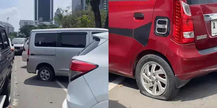 Viral di Medsos! Puluhan Ban Mobil di Monas Kempes, Diduga Libatkan Oknum Dishub