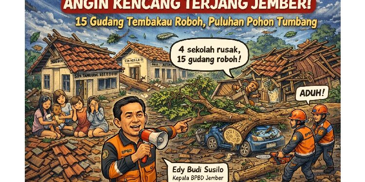 ilustrasi angin kencang terjang jember