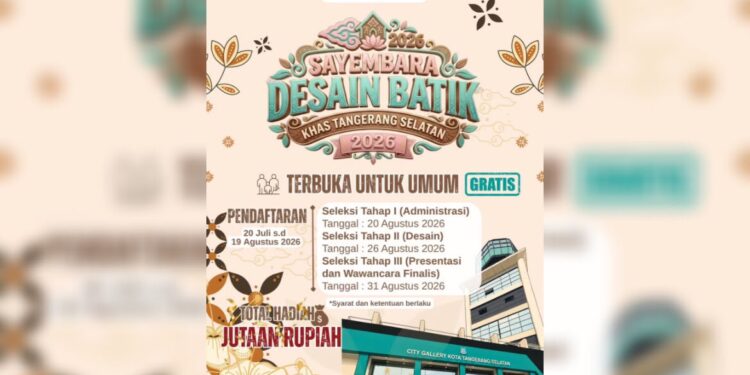 Sayembara Desain Batik Khas Tangsel 2026 Dibuka, Total Hadiah Jutaan Rupiah Menanti