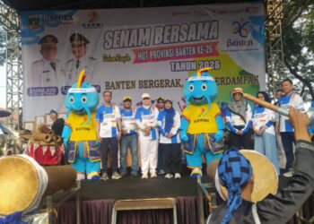 Hampir 4.000 Warga Ikuti Senam HUT ke-26 Banten, Maskot Forprov II KORMI Diluncurkan
