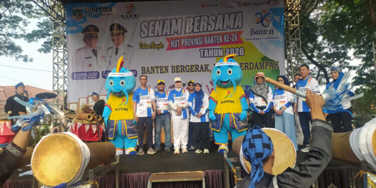 Hampir 4.000 Warga Ikuti Senam HUT ke-26 Banten, Maskot Forprov II KORMI Diluncurkan